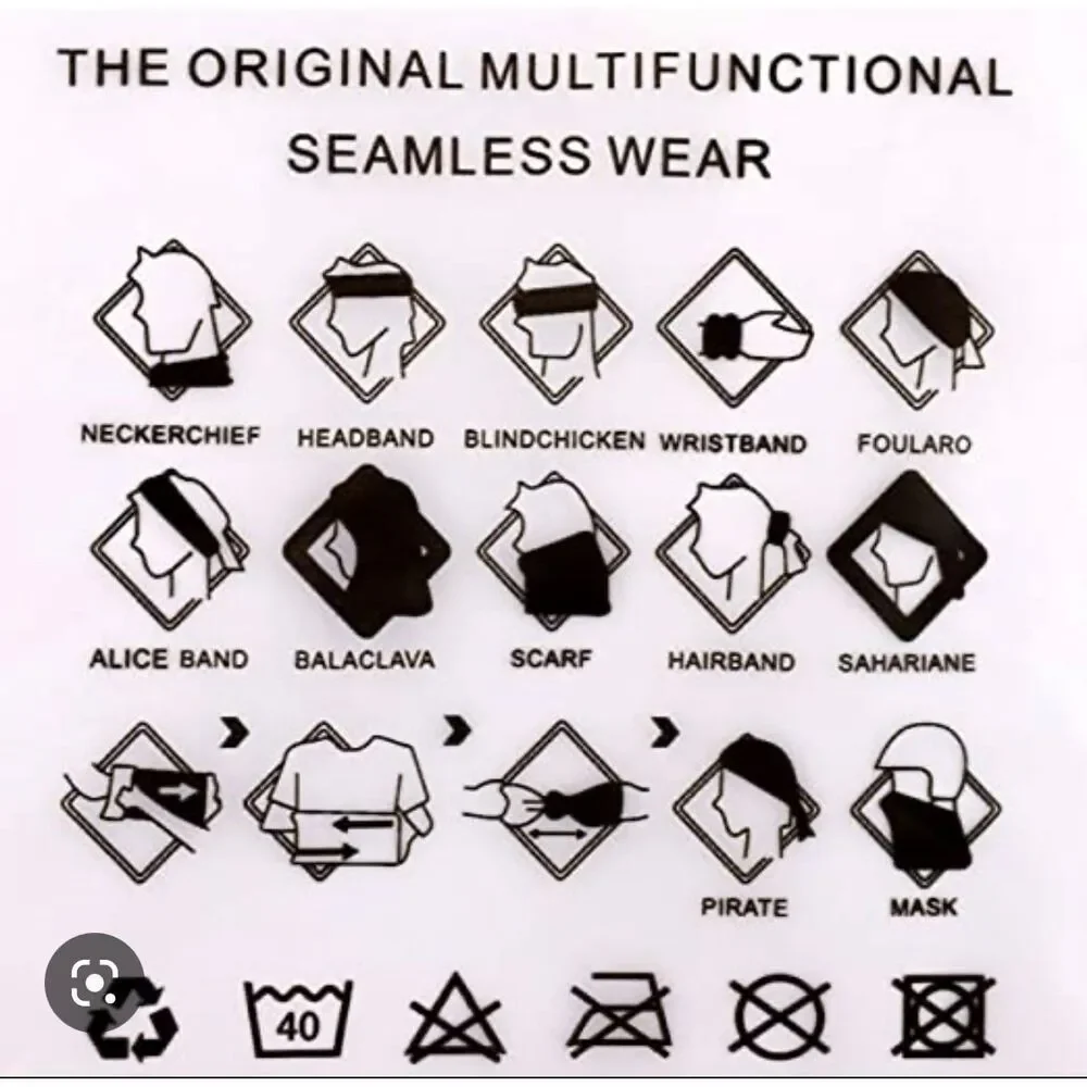 Breathable Polyester Microfiber Multifunctional Seamless Bandana 6 Pk ** NEW **
